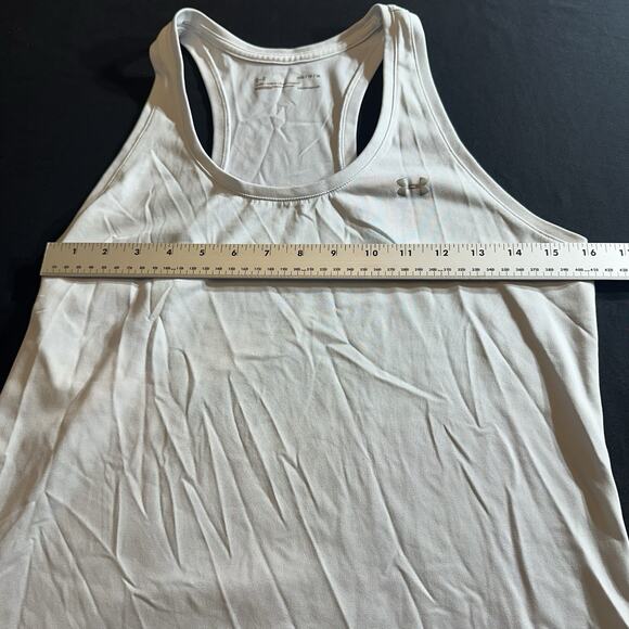 Under Armour Heat Gear / White Sleeveless Racerback Athletic Tank Top / Size M - Picture 4 of 6
